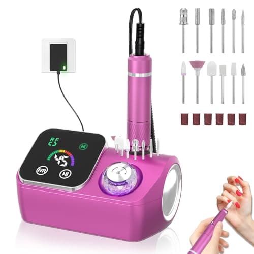 PYVOLA Professional Electric Nail Drill E-File Machine - 45,000 RPM Corded Nail Drills Kit with Low Noise & LED Display for Shaping, Removing & Polishing Acrylic Gel Nails for Salon Home - Image 1
