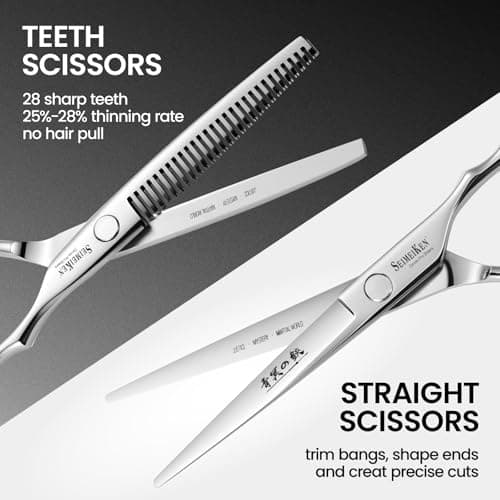 SEIMEIKEN Hair Cutting Scissors Kit – 10PCS Professional Hair Shears Set - 6.0 Inch Haircut Scissors - Hairdressing Shears Thinning Scissors for Salon & Home Use - Thumbnail 2