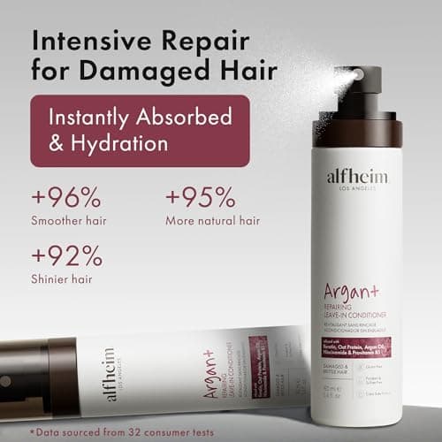 ALFHEIM Argan+ Repairing Leave-in Conditioner Spray for Dry, Damaged & Frizzy Hair with Argan Oil, Keratin, Oat Protein – Instant Detangling, Shine & Frizz Control – Color Safe, Sulfate Free – 5.4 oz - Thumbnail 4