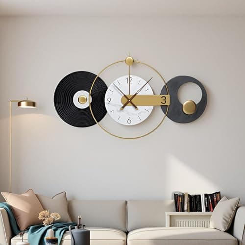 Tiuposr 36x20 Inches Large Wall Clocks for Living Room, Modern Silent Non-Ticking Decorative Clock for Kitchen, Bedroom, Home & Office Decor - Thumbnail 6