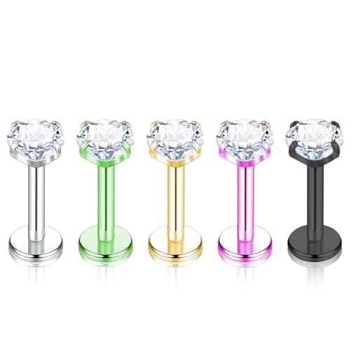 BOGKU 5pcs G23 Titanium 16g Internal Thread Lip Labret Monroe Rings Body Piercing Studs Jewelry Cartilage Earring for Women 10mm - Image 1