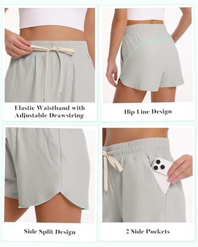 iceROSE Sweat Shorts for Women, Athletic Running Workout Drawstring Casual Lounge Loose Summer Shorts with Pockets - Thumbnail 5