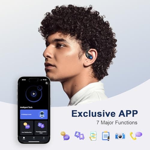 Open Ear Clip Wireless Earbuds Bone Conduction Headphones,AI Translation Earbuds Real Time, Translator Earbuds 164 Languages & Accents, Translation Device for Travel Business Learning Compatible - Thumbnail 3