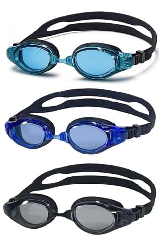 YUENREE 3 Pack Adult Swim Goggles for Men Women Teens Ages 8+ | No Leak Anti-Fog UV Protection | Easy Adjust Non-Slip Strap | with 3 Hard Travel Cases - Image 1