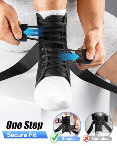 Goldeer Ankle Brace for Sprained Ankle, Quick Lace-Up Ankle Support with Side Stabilizers & Auto-Shaped Pads, Slim Fit Stabilizer for Women Men, Fits in Shoes for Sports, Work & Injury Recovery (L) - Thumbnail 5