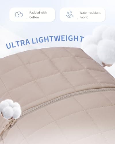 WANDF Initial Laptop Backpack for Women, Quilted Puffer 14 Inch College Backpack, Personalized Water-Resistant Travel Backpack Daypack (Khaki Z) - Thumbnail 6