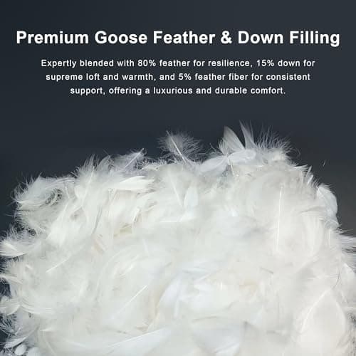 ALPSWAN Goose Feather Down Comforter King Size, White 100% Cotton Duvet Insert, All Season Hotel Bedding Fluffy Cotton Comforter with Corner Tabs (White, King) - Thumbnail 5