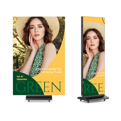 RIXZSIW 90 inch LED Digital Signage, P1.86 Tri-Fold Dual-Sided Foldable LED Poster Screen with Flight Case, GOB Commercial Advertising Display Screen Kiosk, WiFi/USB/HDMI, for Store, Rentals, Events - Image 1