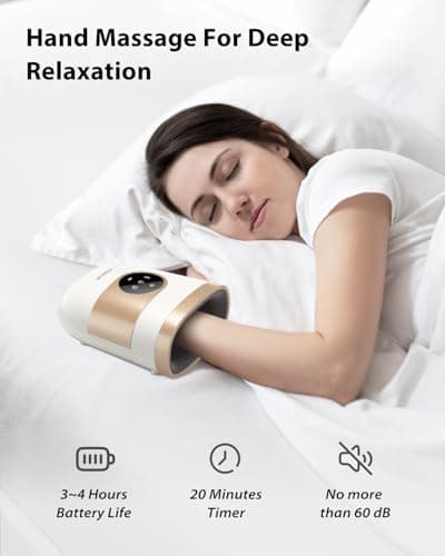 CINCOM Upgraded Hand Massager with Heat and Compression for Arthritis and Carpal Tunnel - Cordless & Rechargeable (Pearl White & Gold) - Thumbnail 2