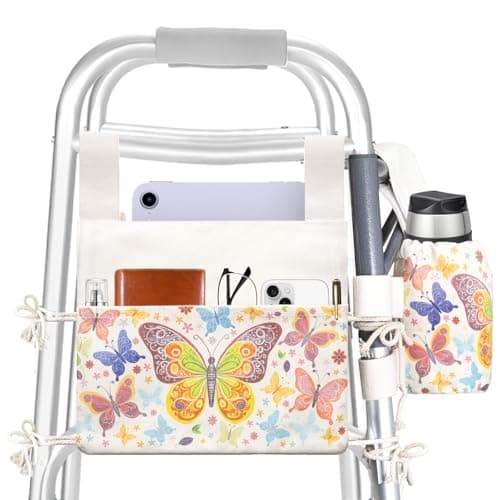 Verigud Walker Bag with Cup Holder, Walker Accessories for Seniors, Walker Pouch for Folding Walker, Portable Walker Storage Bags