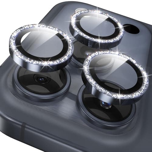 YWXTW Camera Lens Protector for iPhone 17 Pro/iPhone 17 Pro Max, [1 Step Installation Tray] Tempered Glass Screen Protector Metal Individual Camera Cover Accessories Case Friendly (Glitter Blue)