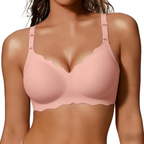 COCOMARTS Jelly Bras for Women No Underwire Scalloped Push Up Wireless Bralettes Seamless Soft Comfort Everyday Tshirt Bra Tea Red 4X-Large - Image 1
