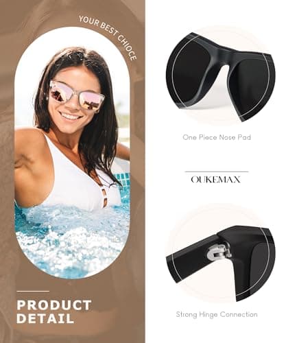 OUKEMAX Polarized Sunglasses for Women, 3 Pack UV400 Trendy Square Shades, Lightweight Stylish Eyewear for Driving & Travel - Thumbnail 3