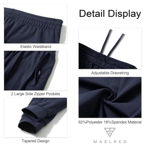 M MAELREG Boys Athletic Pants Breathable Flex Stretch Athletic Kids Moisture-Wicking Comfy Sweatpants for Boys Navy - Thumbnail 5