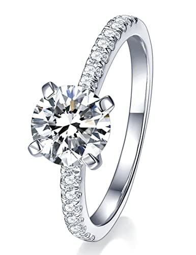 IMOLOVE Moissanite Engagement Ring for Women 1CT Promise Rings Sterling Silver with White Gold Plated-110A - Image 1