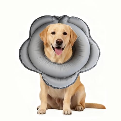 Dog Cone Collar for Large Dogs, Soft Inflatable Dog Donut Alternative After Surgery, Adjustable Protective Pet Recovery Collar, Donut Recovery Collar Prevents Licking for Dogs (Gray, L) - Image 1