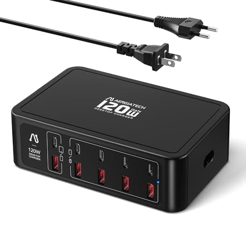Portable USB C Charging Station,10 Port GaN Charger Hub with 120W Output