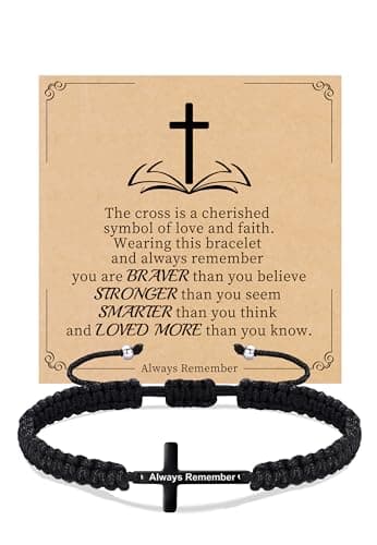 Sistble Easter Gifts for Teens, Christian Gifts for Men Cross Bracelet Baptism Inspirational Bracelets Bible Verse Jesus Religious Confirmation Gift Easter Basket Stuffers Jewelry for Teen - Image 1
