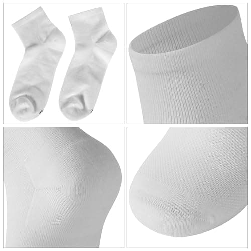 RTZAT Men's Women's 90% Merino Wool Ankle Athletic Business Casual Running Moisture Wicking Arch Support Thin Wool Socks, White, Large, 3 Pairs - Thumbnail 6