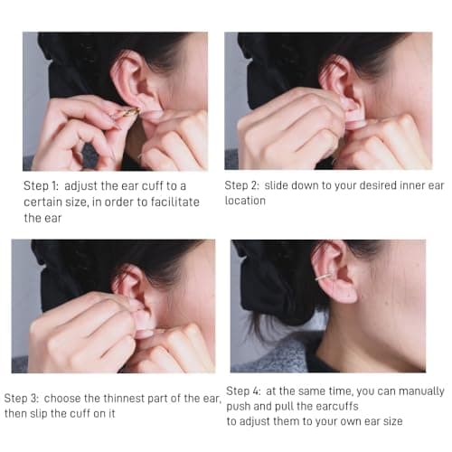 POMODA 3PCS 14K Gold Plated Ear Cuff Earrings for Women Small CZ Ear Cuffs Non Piercing Cartilage Earrings Lightweight | Clip On Huggie Hoop for Her - Thumbnail 3