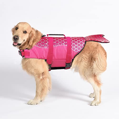 Dogcheer Dog Life Jacket, Cute Mermaid Dog Life Vest for Swimming Boating with Superior Buoyancy and Rescue Handle, Adjustable Puppy Swim Vest Pet Floating Vest for Small Medium Large Dogs - Pink, S - Thumbnail 6