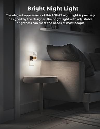 Night Light, 1-Pack Decorative Night Lights Plug into Wall, Dimmable Night Light with Auto Light Sensor, Bright White 5000K, Wall Sconce-style Design Nightlight for Bathroom,Bedroom,Hallway - Thumbnail 4