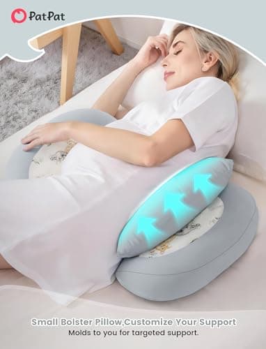 PATPAT Pregnancy Pillow for Sleeping, Maternity Pillow with Removable Cooling Cover, Support for Back, Belly and Hips, Portable Travel Wedge Pillow for Pregnant Women with Adjustable Small Pillow - Thumbnail 3