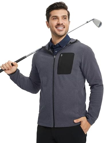 M MAELREG Mens Winter Zip-Up Hoodie Jacket Lightweight Stretch Double-Sided Fleece with 5 Pockets for Outdoor - Thumbnail 5