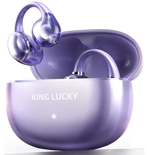 King Lucky Next-gen Clip on Earbuds Open Ear Wireless Bluetooth 6.0 Headphones with Mic,50H Play,ENC,IPX5 Waterproof,Sports Ear Buds,Comfortable for Small Ears&Fitness,Running (Purple) - Image 1