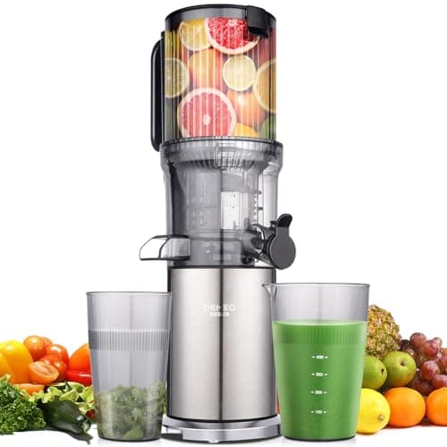 Juicer Machines, Cold Press Juicer with 5.0” Large Feed Chute Fit Whole Fruits & Vegetables, Stainless Steel Masticating Juicer With Pulp Seperation, 99% Juice Purity, 200W Quiet Motor, Easy to Clean - Image 1