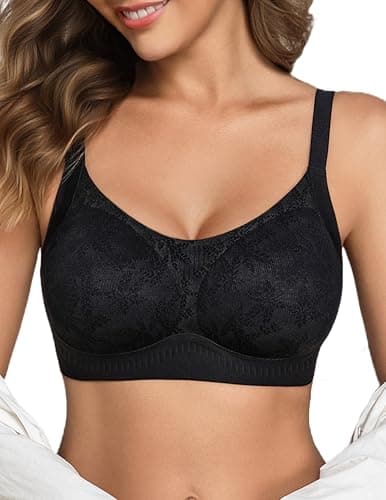 Avidlove Wireless Bras for Women Black Seamless Bra No Wire Jelly Bralette Comfortable Sleep Bra for Daily Black XL - Image 1