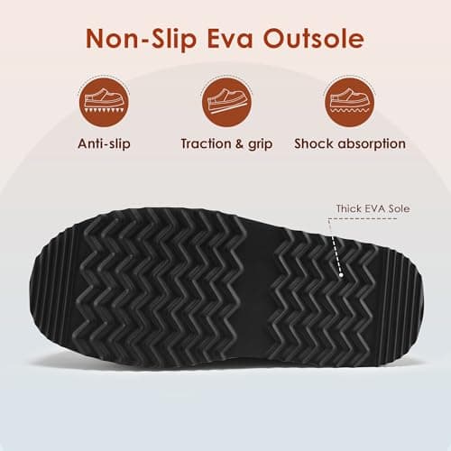 Vilanva Black Platform Slippers for Women Cozy Fur Lined Slip on Mary Jane Winter Shoes Warm Comfy House Slippers for Indoor Outdoor Size 9 - Thumbnail 6