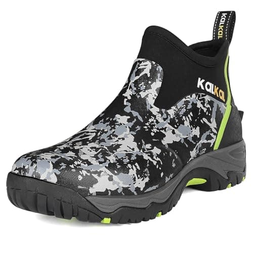 Kalkal Men's Rubber Boots, Waterproof Ankle Rain Boots, Insulated Working Booties with Comfortable Sports Sole, Outdoor Mud Boots for Yard Chore (BlackCamo,Size14) - Image 1