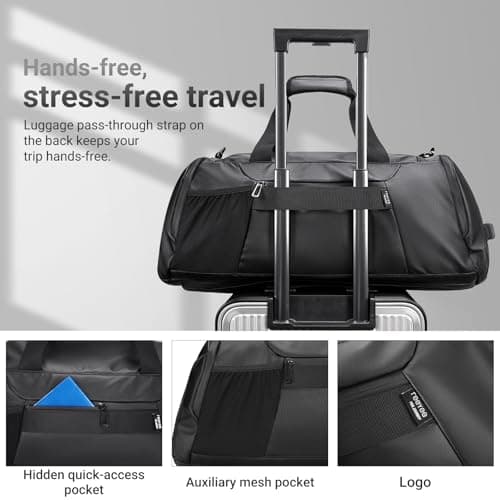 reeyee 40L Convertible Gym Duffel Bag Backpack, Water Repellent Sports Travel Bag with Shoe Compartment, Wet Pocket & Insulated Cooler, 3-in-1 Weekender Carry On Bag for Men Women - Thumbnail 5