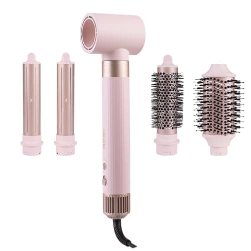 TANSHINE Blow Dryer Brush Set,5 in 1 Professional Hot Air Styler Hair Dryer Brush Styler,High-Speed Dryer Air Curler for Fast Drying Curling Volumizing Straightening Styling,Ionic Technology,Pink - Image 1