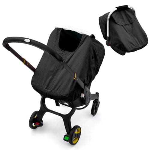 Waterproof Baby Car Seat Cover for Doona, Carseat Cover with Plush Dot Lining for Cold Wet Weather, Infant Car Seat Canopy with Zipper Closure Design & 2 Vents, Keep Baby Warm/Dry - Image 1