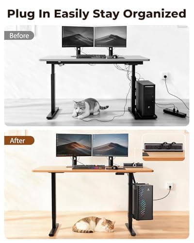 TOPSKY Dual Motor Electric Standing Desk Frame, Height Adjustable Sit Stand Base for Home Office, Fits Table Tops up to 70.8 x 31.5 Inch, 225 lb Capacity (Black, with CPU Stand) - Thumbnail 4