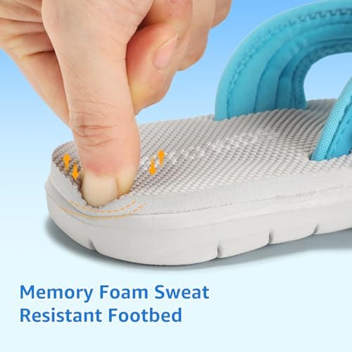 Kids Flip Flops Boys Sandals Girls Summer Beach Non Slip Outdoor & Intdoor Little/Big Boy Comfortable Fashion Lightweight Soft Bathroom Pool Swimming Shower Home House Sport Lake Blue Big Kid 6 - Thumbnail 4