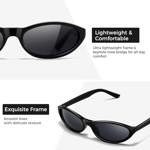 SUNGAIT Retro Oval Sunglasses for Women Lightweight Cat Eye Fashion UV400 Protection - Thumbnail 3