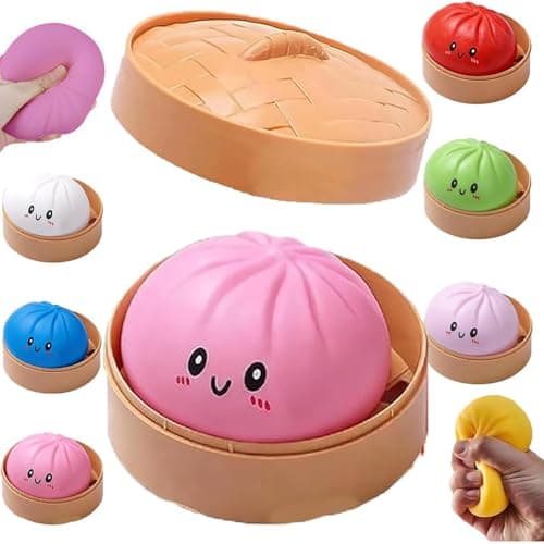 Mystery Dumpling Squishy, 4 Inch Jumbo Dumpling Stress Ball, Squishy Bun, Anxiety Relief Fidget, Soft Squeeze Decompression Dough for Adults Classroom Prizes & Party Favors (Pink) - Thumbnail 4