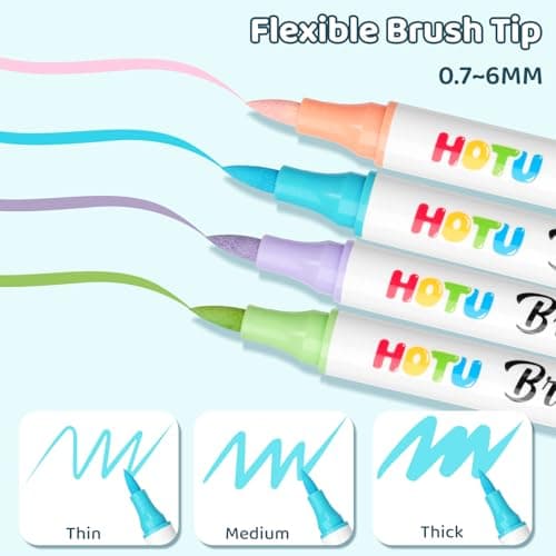 HOTU 72 Colors Acrylic Paint Markers for Coloring BooksFabric Stone Wood Sketchbook Eggs - 36 Set Dual Brush Tip Paint Pens - Art and Crafts Supplies Kit - Great Gifts Idea (36pcs,72 colors) - Thumbnail 3