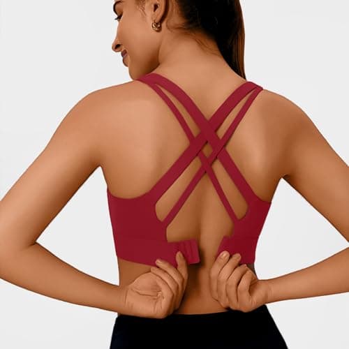 BaseTry High Impact Sports Bra for Women - Padded Seamless Support Bra for Yoga Gym Workout Fitness -High Support Running Bra (US, Alpha, X-Large, Regular, Regular, Wine) - Thumbnail 2