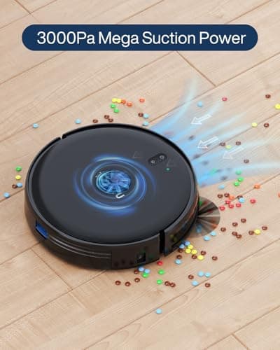 Thamtu Robot Vacuum Cleaner, Super Thin, Powerful Suction Vacuum Robot, Self-Charging Robotic Vacuum Cleaner, Cleans Hard Floors to Low-Pile Carpets, Black - Thumbnail 2