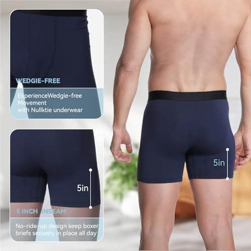 Nullktie Men's Boxer Briefs 5" Inseam, Ultra Soft Modal Underwear Moisture Wicking Trunks for Men Multipack - Thumbnail 4
