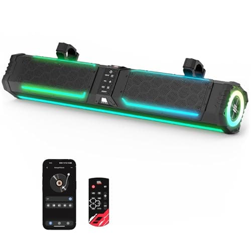 KEMIMOTO Midnight 80Gen2 31.5-inch 10 Speaker UTV Sound Bar, IP66 Water Resistant Golf Cart Sound Bar, ATV Speaker Bluetooth with RGB, SxS Soundbar Compatible with Polaris RZR Can-Am