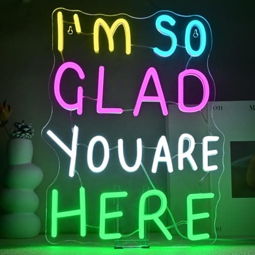 FAXFSIGN I'm So Glad You Here Neon Sign Home Led Neon Lights for Wall Decor Light Up Signs For Kids Room Welcome for Classroom Neon Light Up Sign School Opening Ceremony Decorations Gifts - Image 1