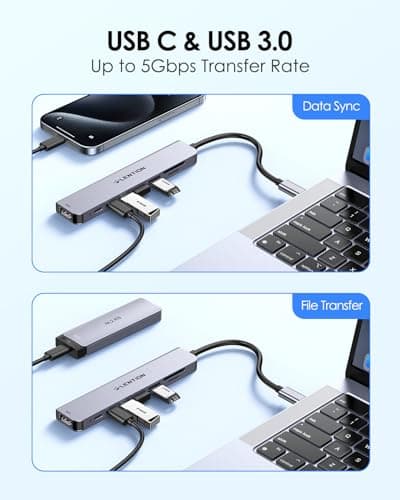 LENTION 8 in 1 USB C Hub with 4K@60Hz HDMI Adapter, 2 USB C Data Transfer & 2 USB 3.0 Port, 100W PD, SD/Micro SD Card Reader for 2025-2016 MacBook Pro/Air M5/M4, Mac, 2026 MacBook Neo, Surface Pro - Thumbnail 5