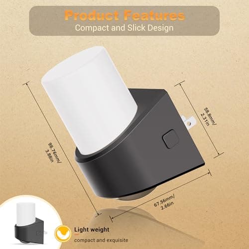 JandCase LED Night Lights Plug into Wall, Decorative Night Light with Dusk to Dawn Sensor, Adjustable Brightness, 5000K Daylight White Nightlight Plug in for Kids, Bathroom, Hallway, Bedroom, Stairway - Thumbnail 6