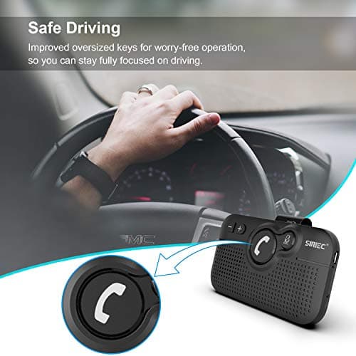 SUNITEC Handsfree Bluetooth Car Kit for Cell Phone, Wireless Bluetooth Speaker for Car, AUTO Power ON Support Siri Google Voice Assistant Hands Free Phone Speakerphone with Visor Clip-BC980SA - Thumbnail 6