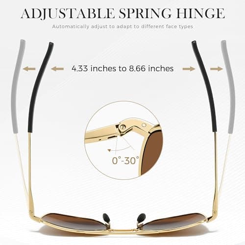 SUNGAIT Real Glass Lens Sunglasses for Men and Women: Military Style Pilot Aviator HD Shades with Upgraded Spring Hinge Bayonet Temples SGT286JC-BLP - Thumbnail 4